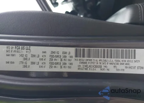 2017 Dodge Durango Sxt Awd z USA, uszkodzony, nr VIN 1C4RDJAG1HC860268